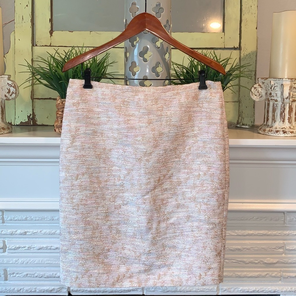 Ann Taylor Cream Pink Knit Women’s Career Pencil Skirt Size 10 NEW